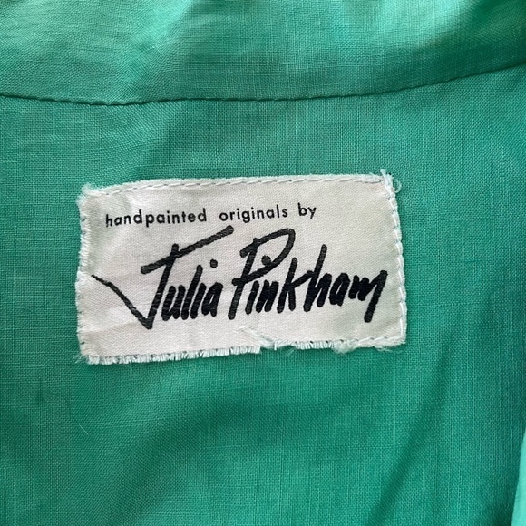 Vintage 90s Open Front Canvas Jacket With Hummingbird Art by Julia Pinkham - Picture 4 of 9